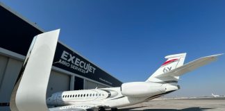 Falcon 6X aircraft at ExecuJet MRO Services