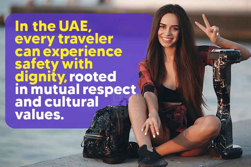 Representative image of a solo female traveler in the UAE, highlighting why the country is safe for women traveling alone.