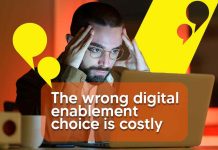 Stressed executive reviewing costly digital decisions, highlighting ROI in Digital Enablement Consulting
