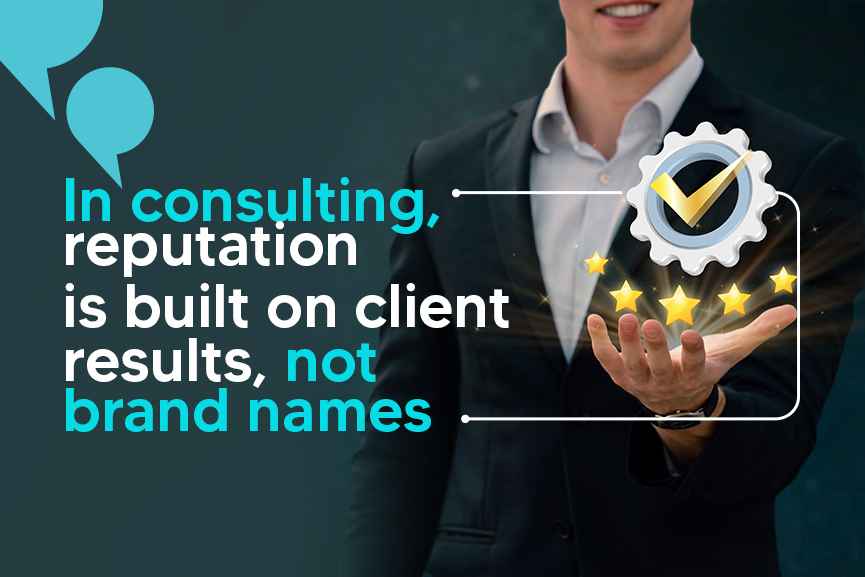 Consultant highlighting client results and trust, reinforcing ROI in Digital Enablement Consulting