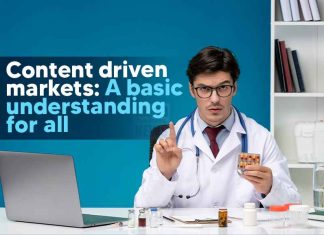 Content Driven Market Creation showing a doctor sharing health information through a podcast to influence public awareness.