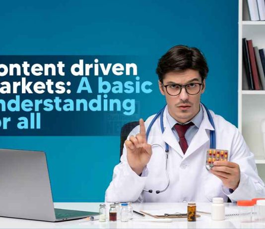 Content Driven Market Creation showing a doctor sharing health information through a podcast to influence public awareness.