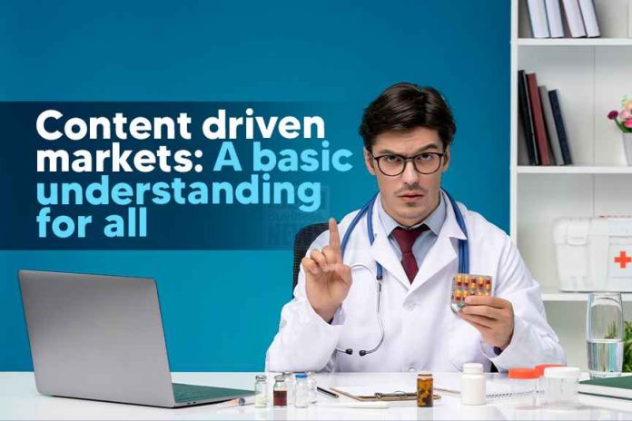 Content Driven Market Creation and consumer demand Content Driven Market Creation showing a doctor sharing health information through a podcast to influence public awareness.
