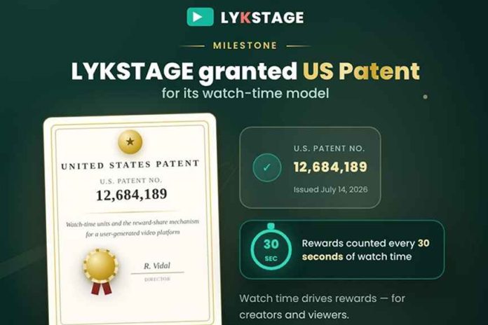 LYKSTAGE Patent Details LYKSTAGE secures U.S. patent for its watch-time rewards model.